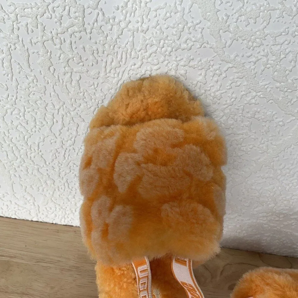 Ugg Orange California Poppy Fluff Yeah Fur Slides Slippers Kids Girlsn12 Vietnam